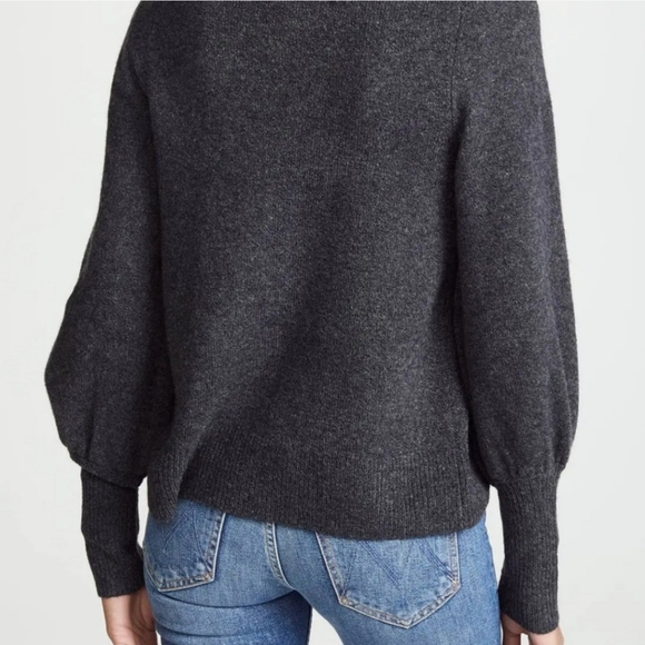 MADEWELL | Dashwood V-neck Sweater With Bubble Sleeves. Sz M. Gray. Wool Blend. - Picture 3 of 10